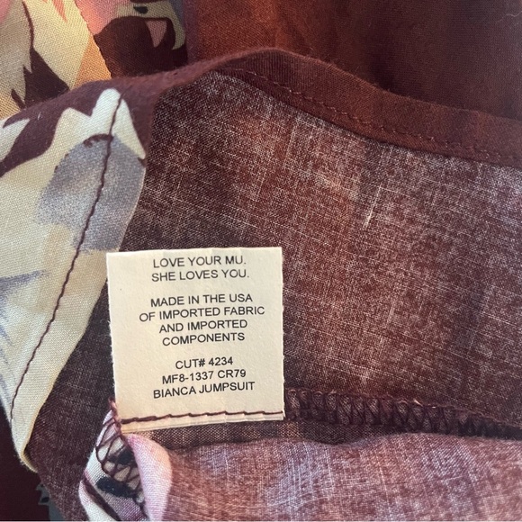 New! Show Me Your Mumu Bianca Ruffled Floral Burgundy Jumpsuit NWT 20162 - Picture 10 of 11